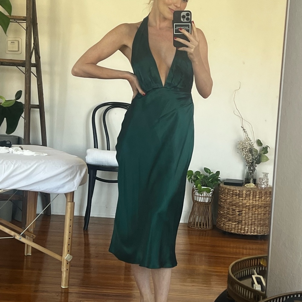 Banana Republic romantic green silk dress size xs-s 0